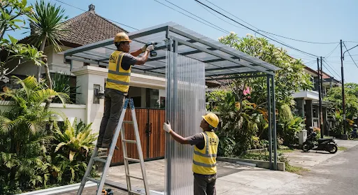 Tukang Bangunan Memasang Kanopi